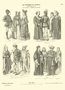 Englische und französische Kostüme, 15. Jahrhundert von German School
