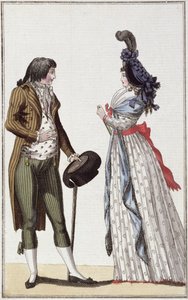 Modisches Paar der Directoire-Periode (1795-99)