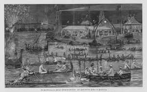 Feierlichkeiten auf der Alster in Hamburg zur Eröffnung des Kieler Kanals (Kaiser-Wilhelm-Kanal), Deutschland
