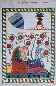Galante Szene im Mittelalter von German School