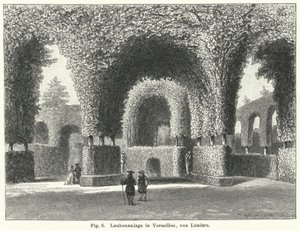 Gartengestaltung: Lauben in den Gärten von Versailles, Frankreich, angelegt von Andre le Notre im 17. Jahrhundert (Gravur)