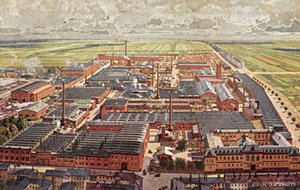 Gesamtansicht der Krupp Grusonwerk Rüstungswerke, Magdeburg, Deutschland