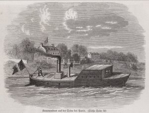 Kanonenboot auf der Seine während der Belagerung von Paris, Deutsch-Französischer Krieg von German School
