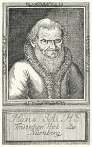 Hans Sachs, deutscher Dramatiker und Schriftsteller (Stich) von German School