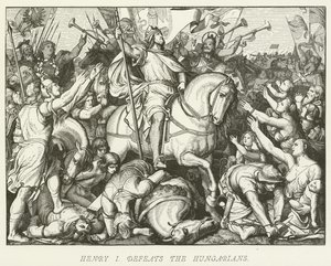 Heinrich I. besiegt die Ungarn von German School