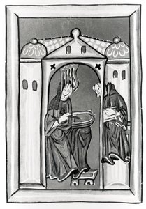 Hildegard von Bingen empfängt das Licht vom Himmel, ca. 1151 von German School