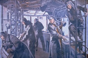 Im vorderen Steuerungsgondel eines Zeppelins von German School
