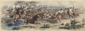 Indianer überraschen Gauchos auf den Pampas und stehlen ihre Rinderherde