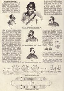 Erfindungen: B. Loebs Atemschutzgeräte und Stephanys patentiertes Motorboot (Gravur) von German School