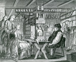 La Pharmacie Rustique, Druck von Bartolomaus Hubner (1727-1795), 1774 von German School
