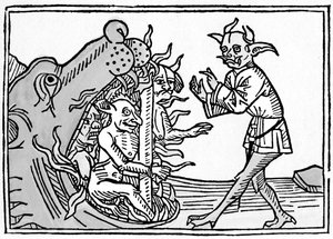 Das Maul der Hölle - Jacobus de Teramo - Der Teufel Belial vor den Toren der Hölle, aus Das Buch Belial, veröffentlicht in Augsburg von German School