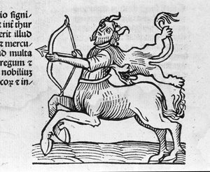 Der Schütze - im Traktat von Johannes Angeli De Magnisconnectionibue annorum revolutionibus ac eorum perfectionibus. Augsburg, Erhard Ratdolt von German School