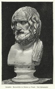 Marmor-Büste von Euripides, antiker griechischer Dramatiker (Lithografie)