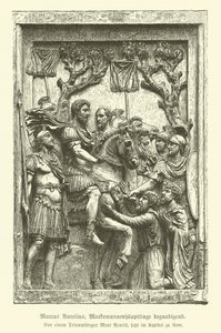 Marcus Aurelius begnadigt Marcomannische Häuptlinge von German School