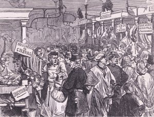 Fleischmarkt in Paris, Cassells Geschichte des Krieges zwischen Frankreich und Deutschland, veröffentlicht von Cassell and Company Limited, ca. 1890 von German School
