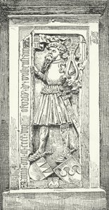 Gedenkstein im Brixner Dom des deutschen Dichters und Diplomaten Oswald von Wolkenstein (Gravur) von German School