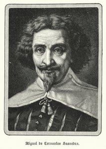 Miguel de Cervantes Saavedra, spanischer Romanautor (Lithografie) von German School