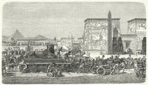 Transport einer Statue im alten Ägypten