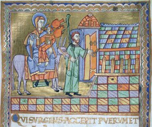 Ms. Czart. 1207 IV, fol.6r Die Flucht nach Ägypten, aus dem Evangeliarium der Kathedrale von Plock, ca. 1075 von German School
