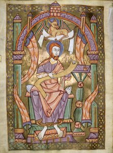 Ms Czart 1207 IV fol CXIXv St. Lukas der Evangelist, aus dem Evangeliarium der Kathedrale von Plock, ca. 1075