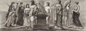 Berufe im antiken Griechenland. Illustration für Bilder-Atlas (Stich)