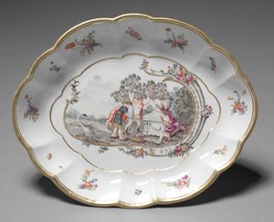 Ovaler Teller, Hersteller Nymphenburg Porzellanmanufaktur, ca. 1760-1765 von German School