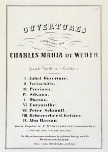 Seite mit Präsentation von Ouvertüren aus verschiedenen Opern von Carl Maria von Weber