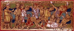 Gleichnis von den Arbeitern im Weinberg oder Gleichnis von den Arbeitern der elften Stunde. Emailleplatte auf Kupfer. Rheinische Schule. 12. Jahrhundert. Florenz, Museo Nazionale del Bargello von German School