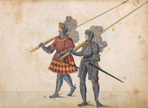 Parade für ein Turnier, ca. 1640 (Feder und Tinte, Aquarell und Waschungen) von German School