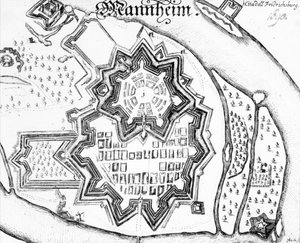 Plan von Mannheim, Deutschland 1690 von German School