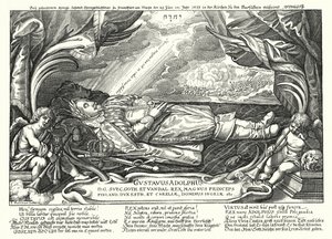 Porträt des toten Königs Gustav Adolf von Schweden (Gravur) von German School