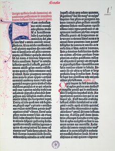 Prolog der Gutenberg-Bibel, gedruckt von Johannes Gutenberg (ca. 1400-68) und Peter Schoeffer (1425-1502) in Mainz, 1454-56 (gedrucktes Papier)
