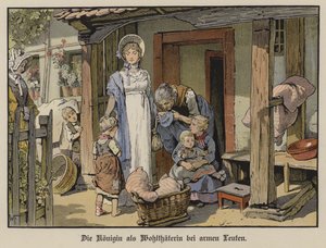 Königin Louise von Preußen, Wohltäterin der Armen (Farblithografie)