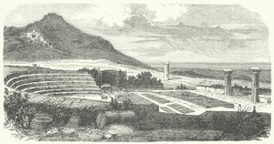 Überreste des antiken römischen Theaters in Tusculum (Stich) von German School
