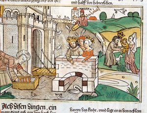 Rettung des Moses, Szene in der Nürnberger Bibel