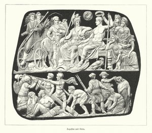Römischer Kaiser Augustus und seine dritte Frau Livia (Gravur)