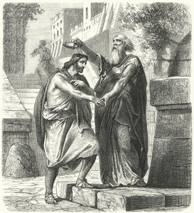 Saul wird von Samuel zum König von Israel gesalbt (Gravur)