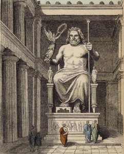 Statue des Zeus im antiken griechischen Tempel von Olympia