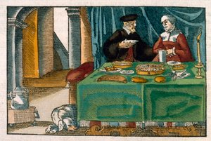 Abendbrottisch, aus einem deutschen Manuskript, ca. 1650