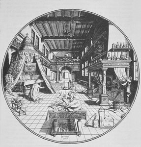 Der Alchemist in seinem Labor, aus Amphitheatrum Aeternae Sapientiae von Heinrich Kunrath (1609) illustriert in einer Geschichte der Magie, veröffentlicht Ende des 19. Jahrhunderts von German School