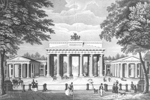 Das Brandenburger Tor in Berlin, Mitte des 19. Jahrhunderts von German School