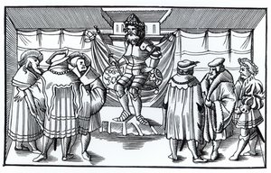 Der Hof eines Barons, nach einem Holzschnitt in Cosmographie Universelle von Munster, veröffentlicht 1552 von German School