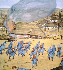 Das Erste Österreichisch-Ungarische Landsturmregiment greift serbisches Dorf Stady Korciyan an, 22. Dezember von German School