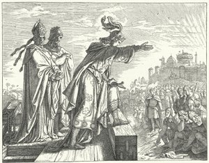 Der Heilige Römische Kaiser Otto III. beschuldigt die Römer der Illoyalität (Gravur) von German School