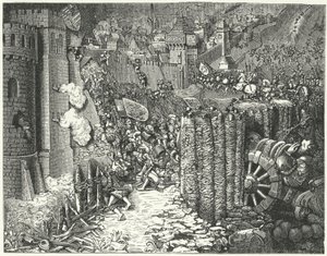Die Armee des Heiligen Römischen Kaisers Maximilian I. stürmt Szekesfehervar, die mittelalterliche Hauptstadt des Königreichs Ungarn