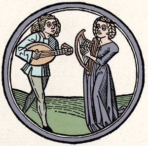 Die vier Temperamente: phlegmatisch. Xylographie, Augsburg 1480 von German School