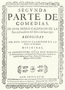 Titelseite des zweiten von vier Bänden der Comedias von Calderon, veröffentlicht 1637