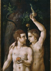 Triptychon der Schöpfung, Adam und Eva, linkes Panel (Detail)