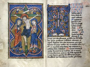 Zwei Seiten aus einem lateinischen Missale aus dem 13. Jahrhundert, aus dem Mittelrheingebiet, ca. 1250-1300 von German School