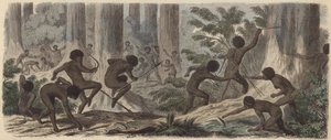 Zwei Stämme australischer Ureinwohner im Kampf